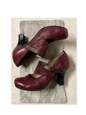 Miz Mooz Dale Heels Size 10 Burgundy Leather Dark Academia